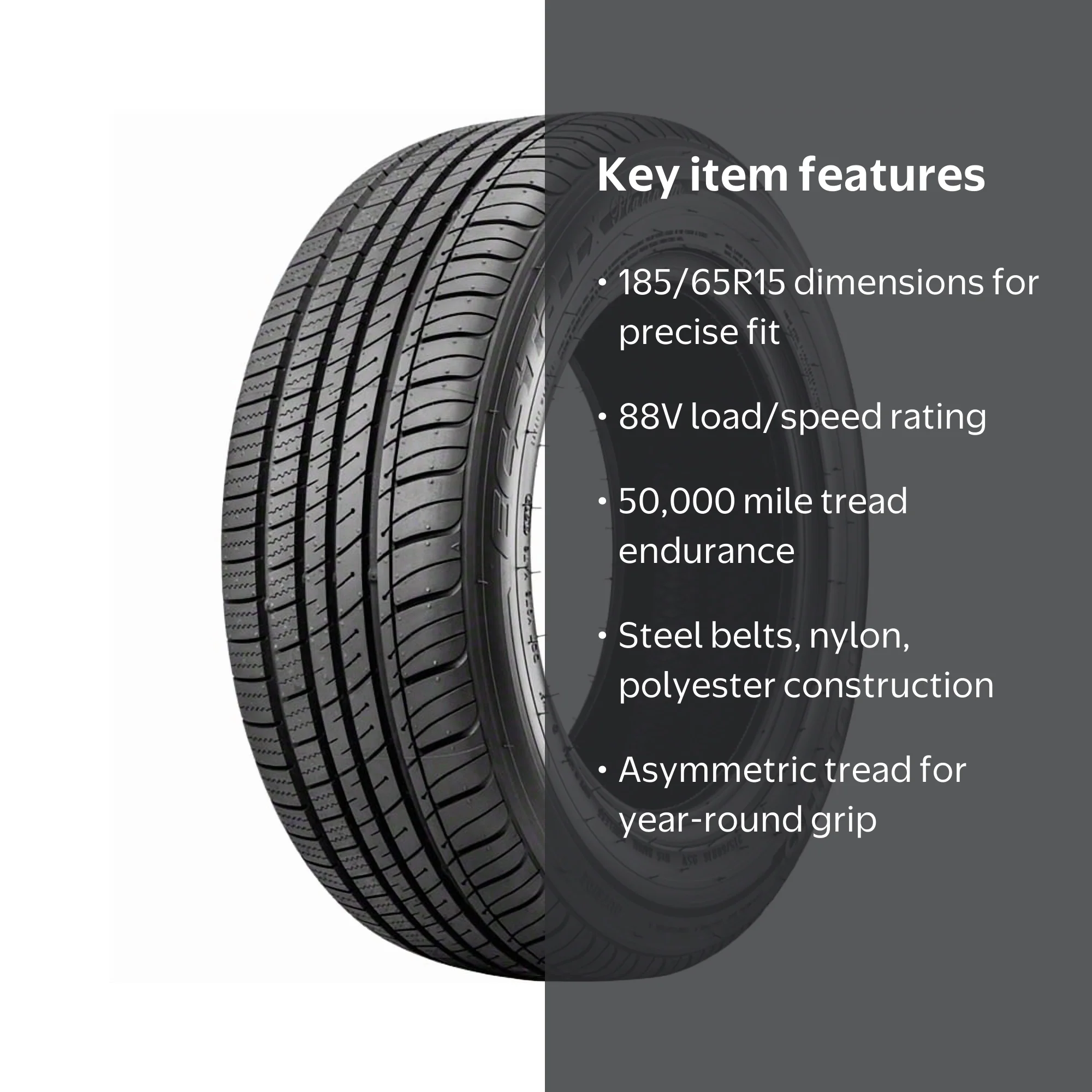Kumho Tire, Passenger Tire, 185/65R15 88V, All-Season Performance