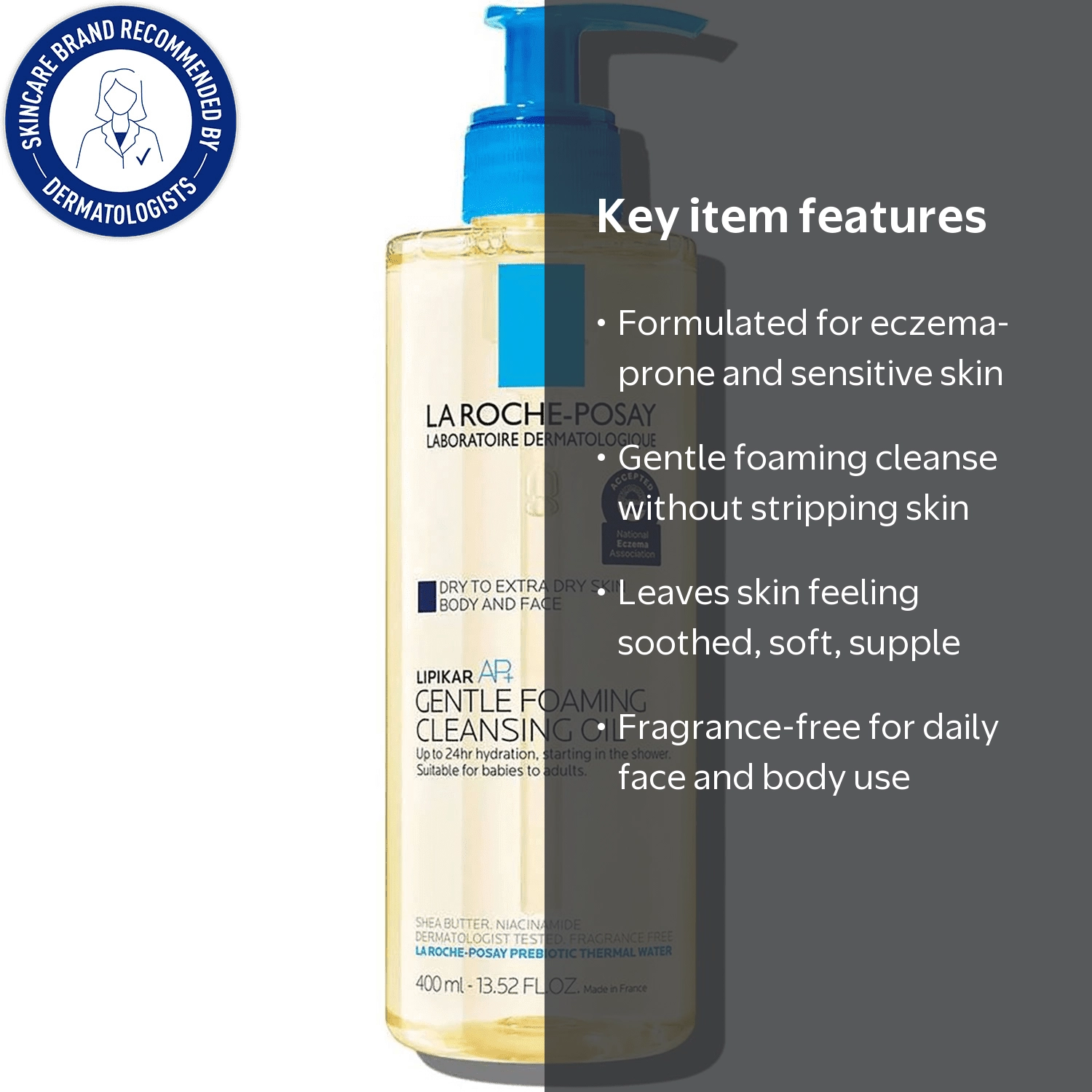 La Roche-Posay Lipikar AP+ Gentle Foaming Body Wash, 13.52 fl oz