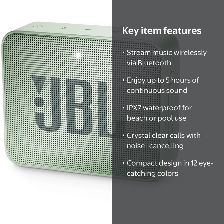JBL GO 2 - Portable Bluetooth Waterproof Speaker, Handsfree Phone