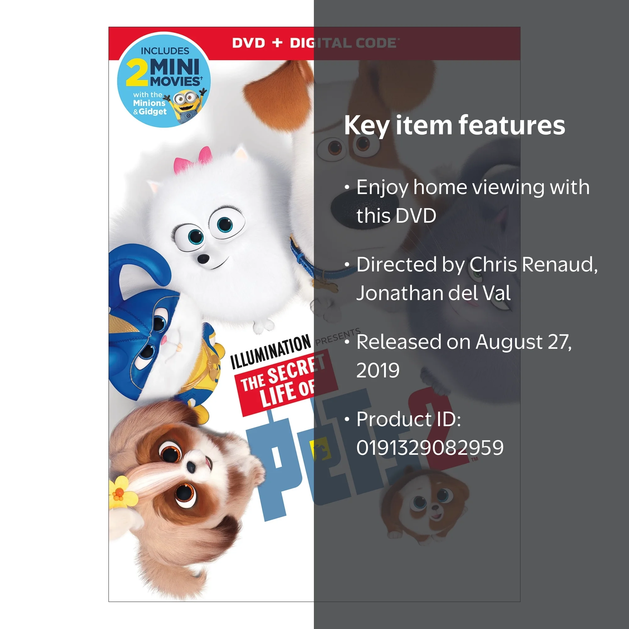 SDS The Secret Life of Pets 2 DVD featuring pets, dogs, cats