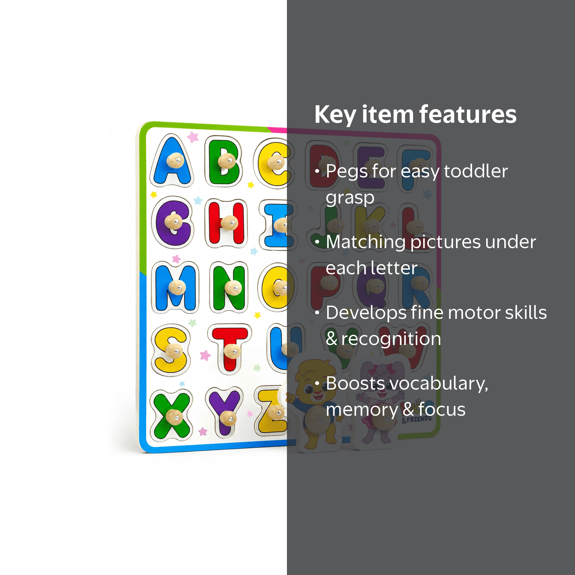 Lucas & Friends ABC Puzzle for Toddlers, Wooden Alphabet Toy