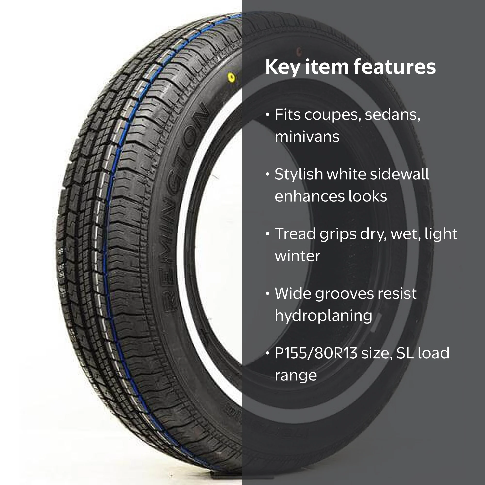 Suretrac Deluxe Upgrade White Wall Tire Power Touring 155/80R13