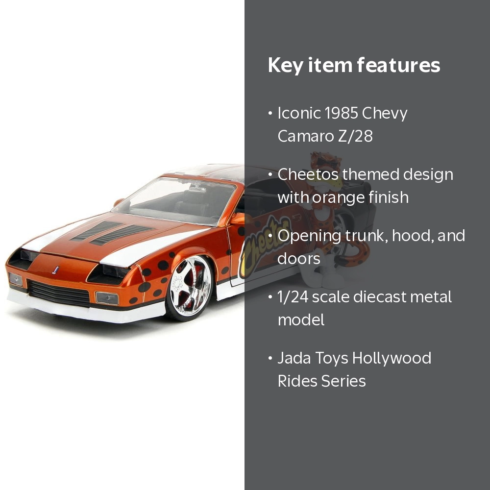 1985 Chevy Camaro Z/28 w/Chester Cheetah Figure, Cheetos - Jada
