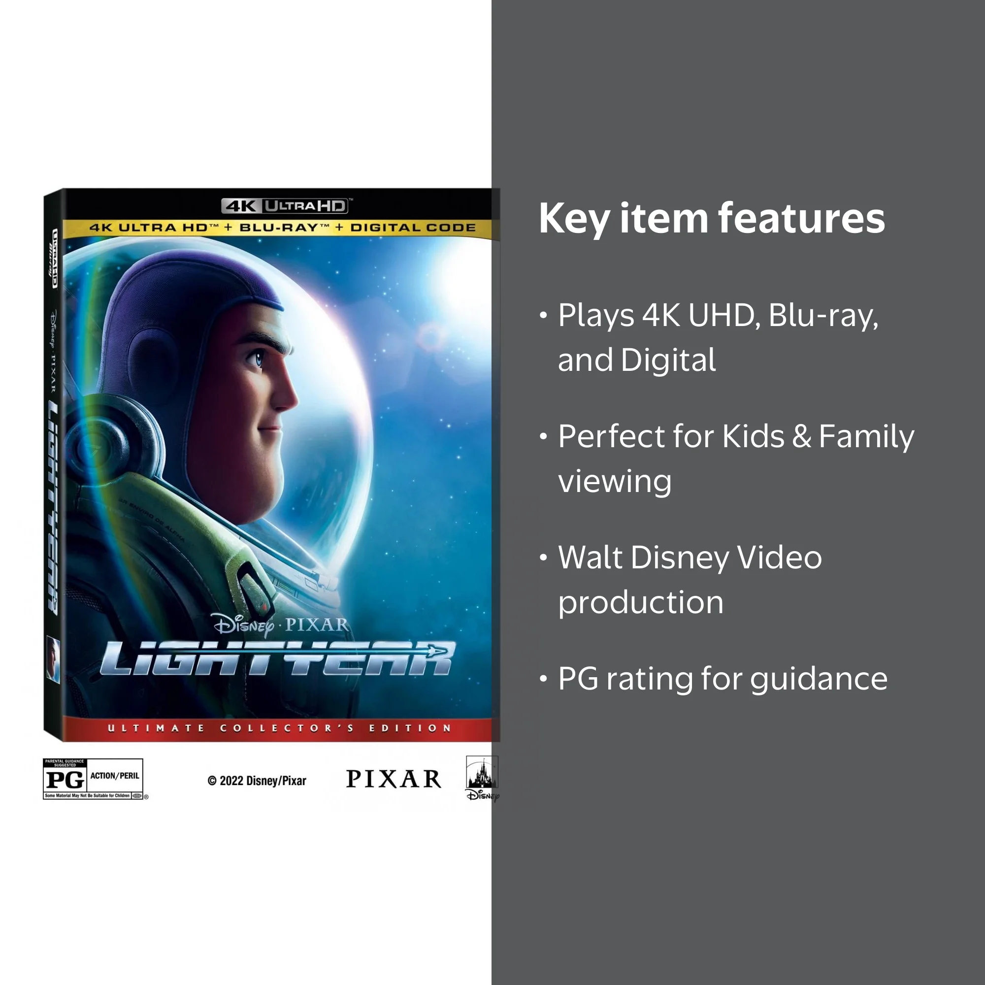 Lightyear 4K Ultra HD + Blu-ray + Digital Code Disney Pixar