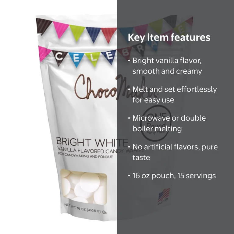ChocoMaker Bright White Vanilla Flavored Candy Wafers, 16oz