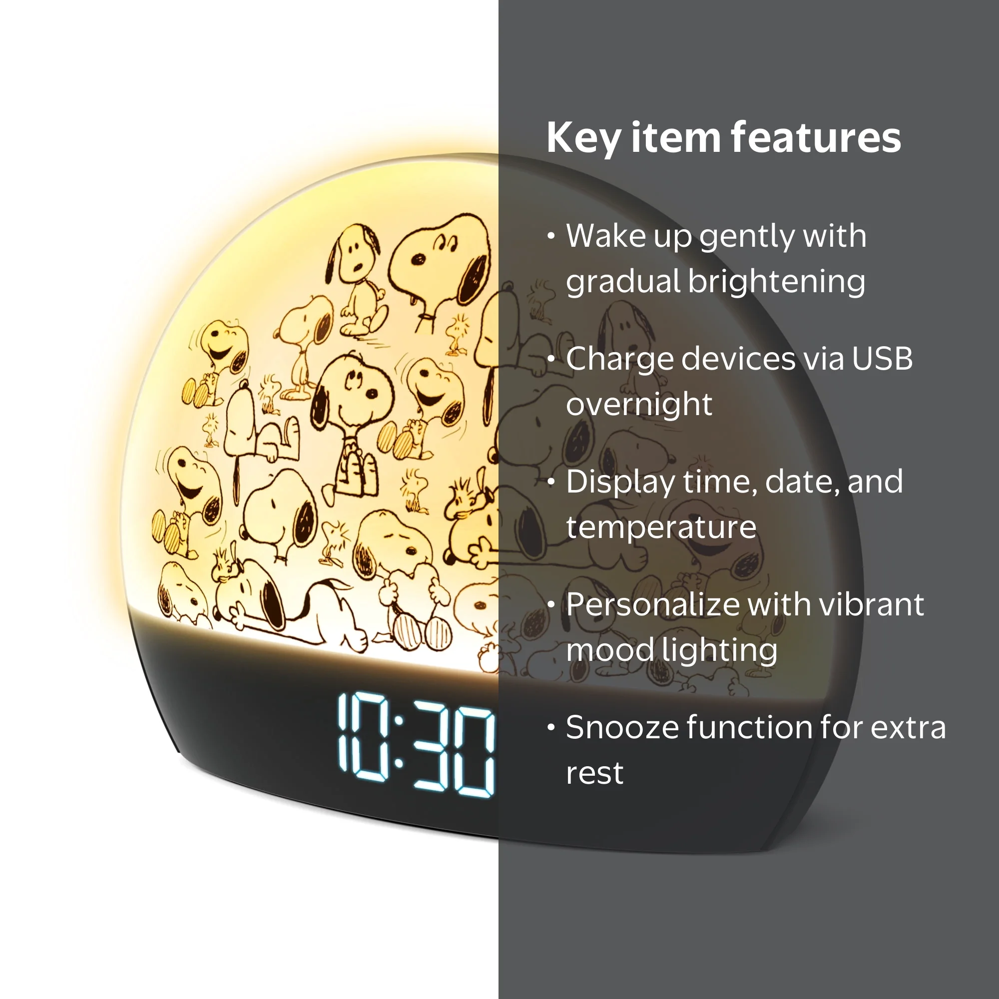 Peanuts Snoopy Sunrise Alarm Clock – Vibrant Snoopy Edition with