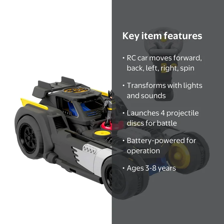 Imaginext Batman Remote Control Kids Toy - Transforming Batmobile