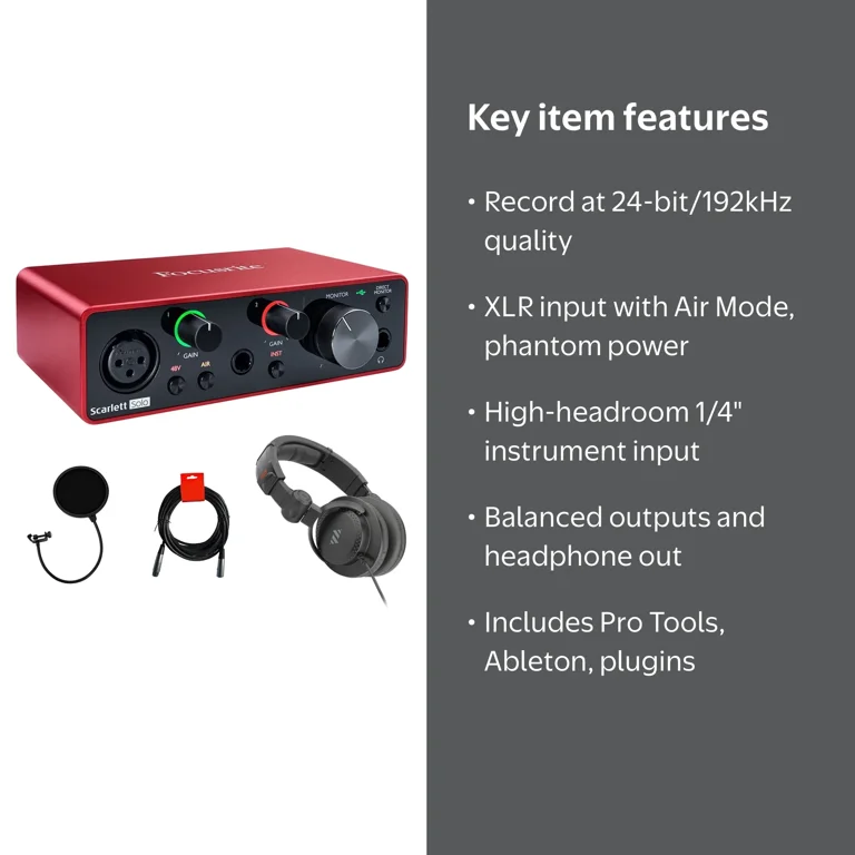 Focusrite Scarlett Solo USB Audio Interface (3rd Gen) with Studio