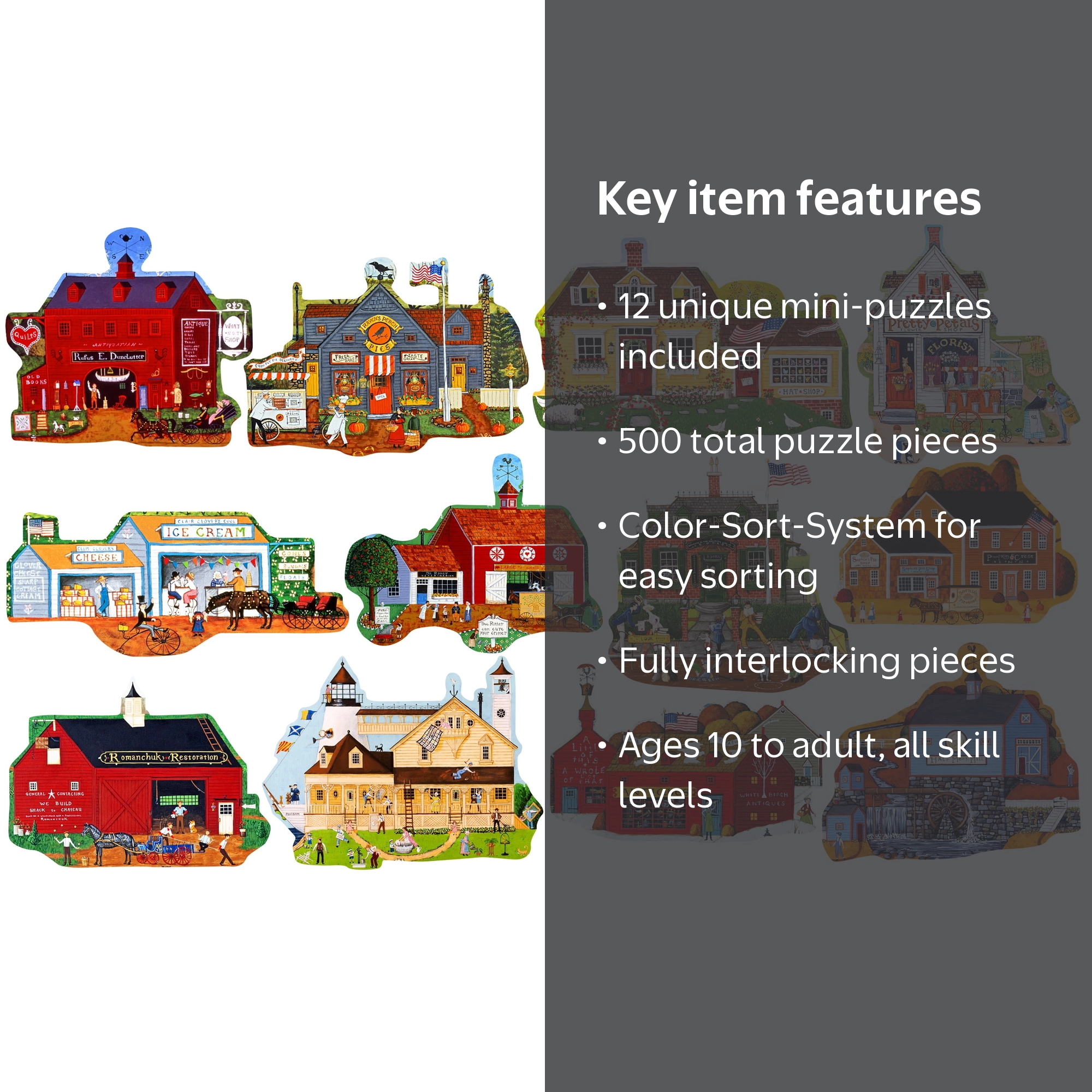 Cra-Z-Art Multi-Shaped 500-Piece Main Street Jigsaw Puzzle