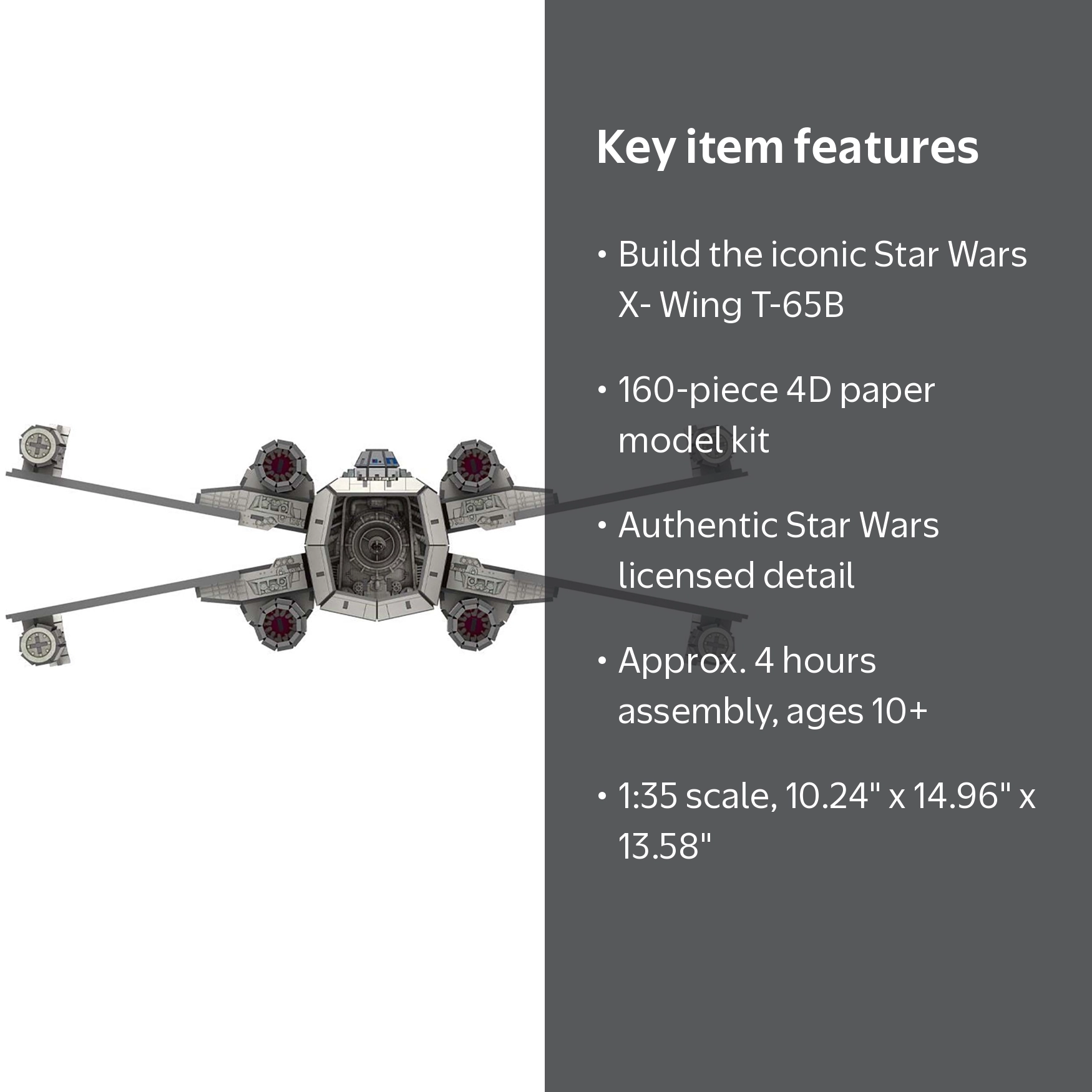 4D Cityscape, Star Wars, X-Wing Star Fighter Paper Model Kit, 160