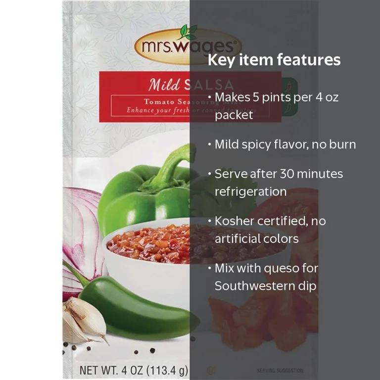 2 pack) Mrs. Wages Mild Salsa Canning Mix | Easy-to-Use | Simple