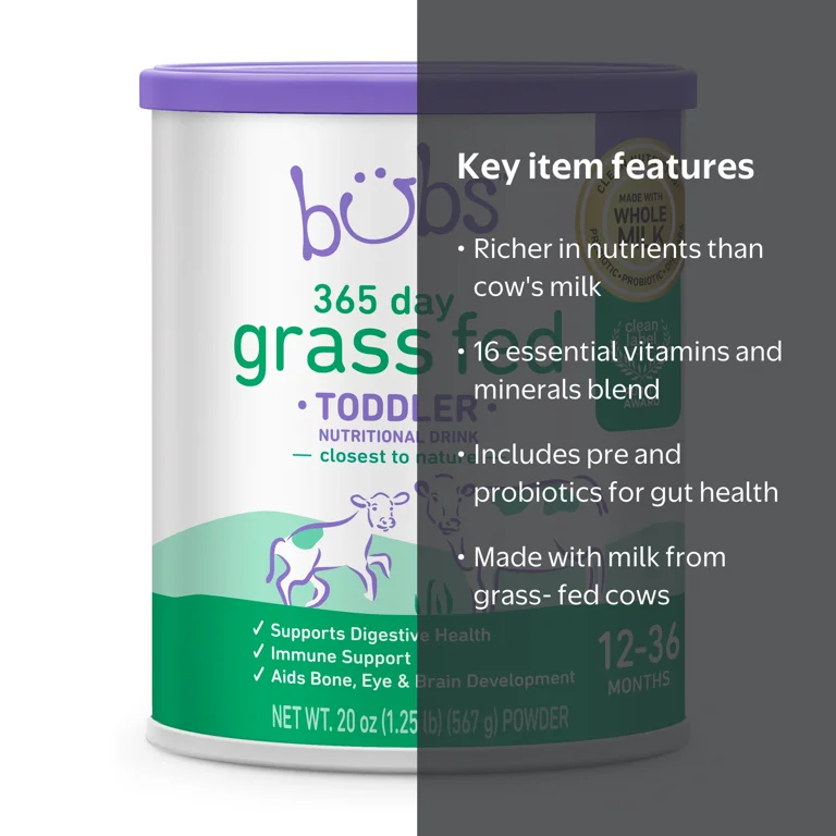 Bubs Grass Fed Toddler Nutritional Drink (12-36 Months) - Walmart.com