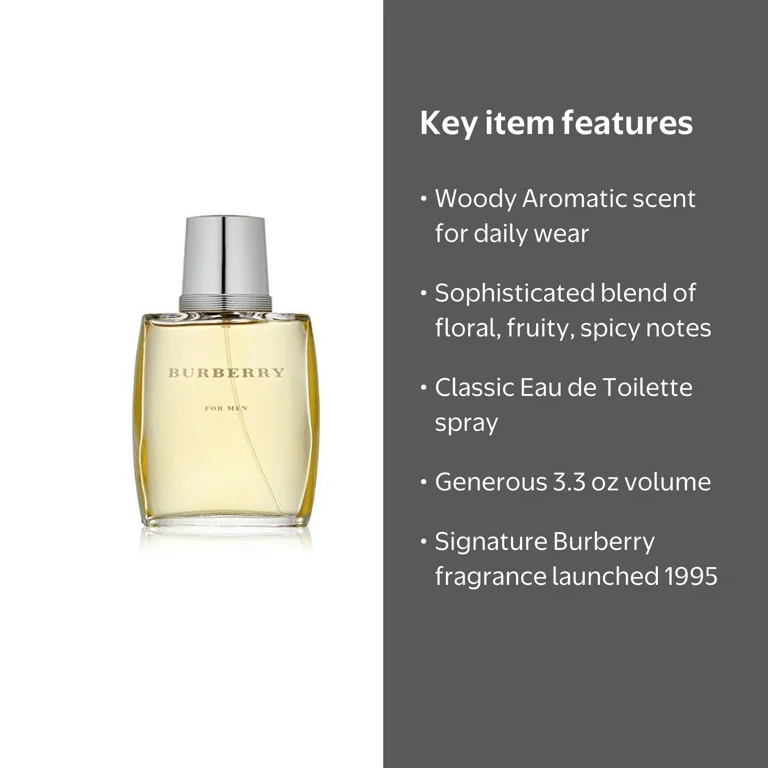 Burberry, Eau de Toilette Spray, 3.4 fl oz, Woody fragrance