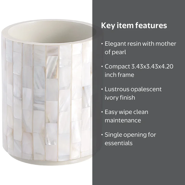 ホワイト セラミック アクセサリーケース Better Homes & Gardens Pearlescent Tile Toothbrush Holder Ivory