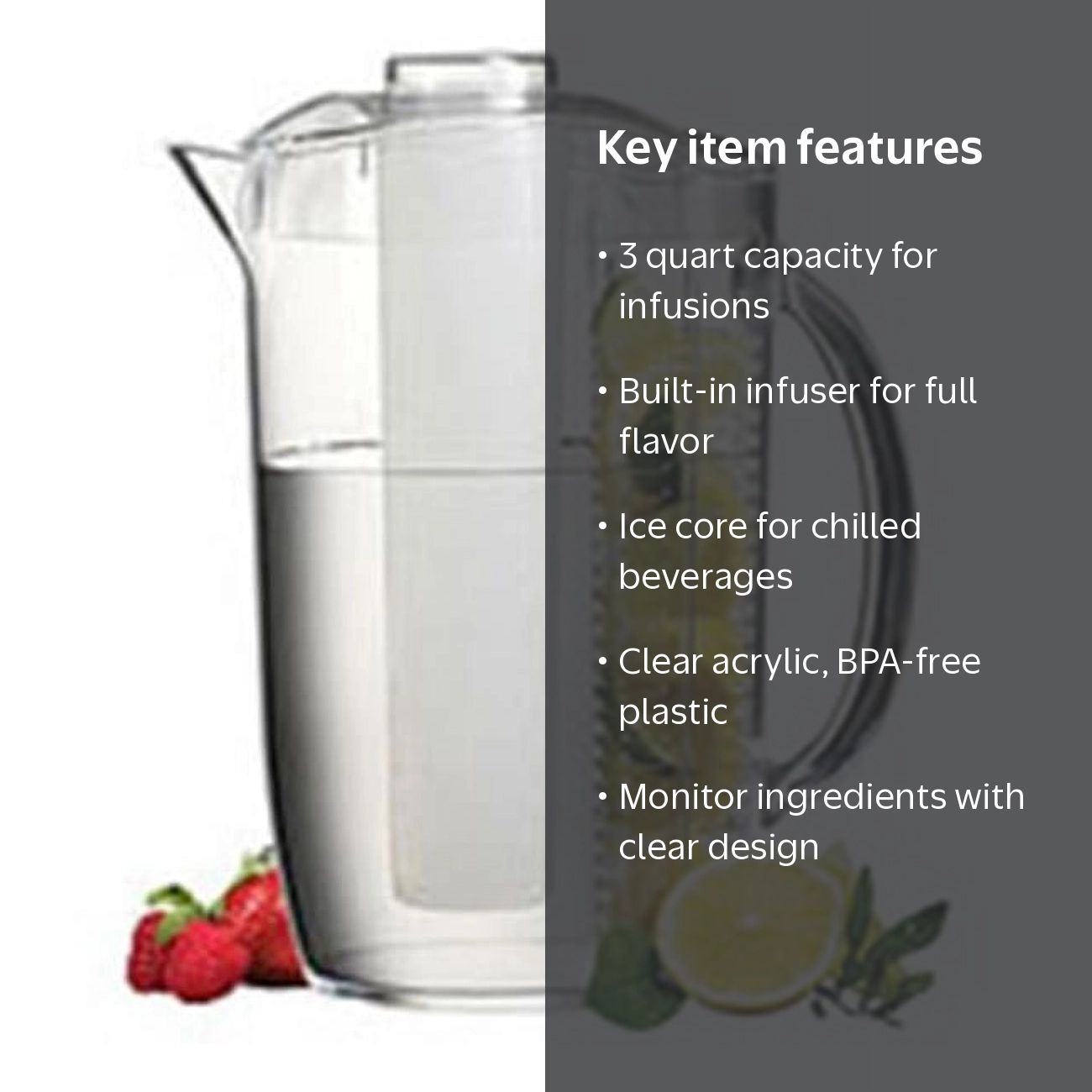 Iced Fruit Infusion Pitcher with Ice Core - Walmart.com Iced Fruit Infusion Pitcher with Ice Core - Walmart.com