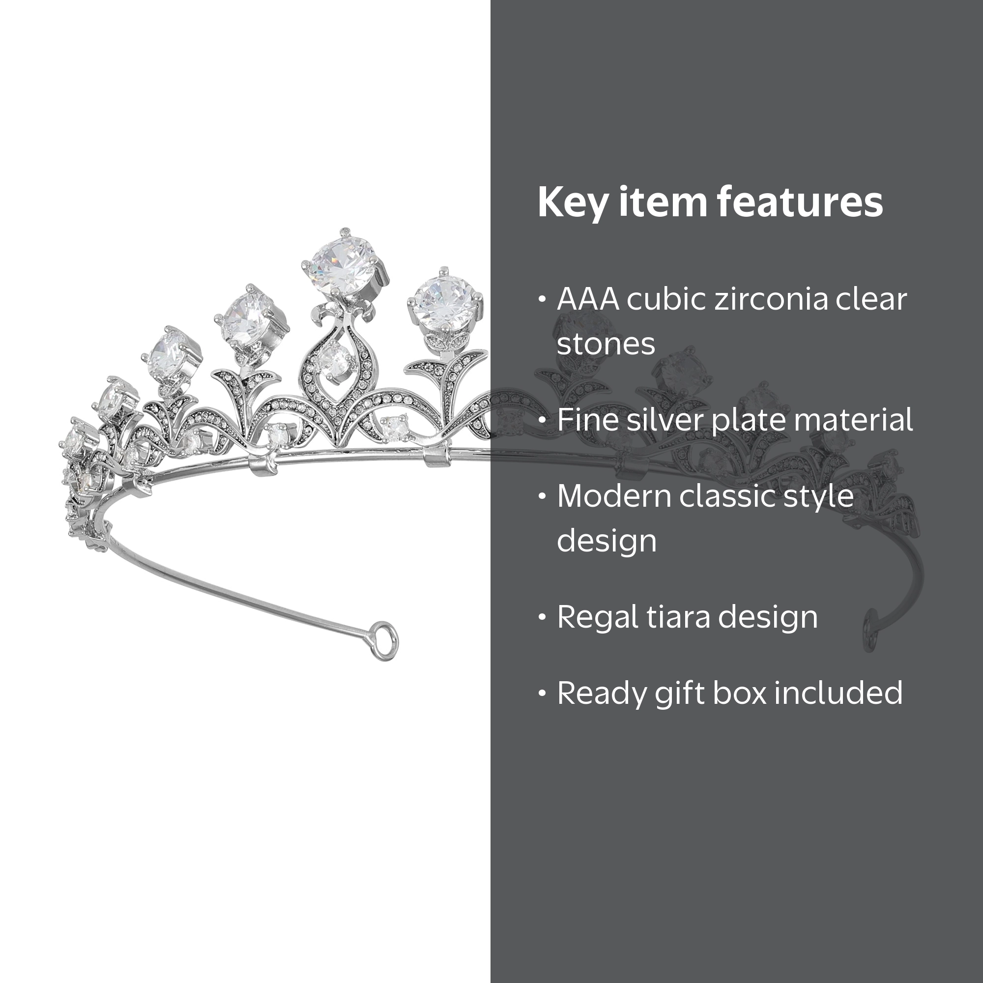 Believe by Brilliance Women's Silver Plate Tiara with AAA Cubic