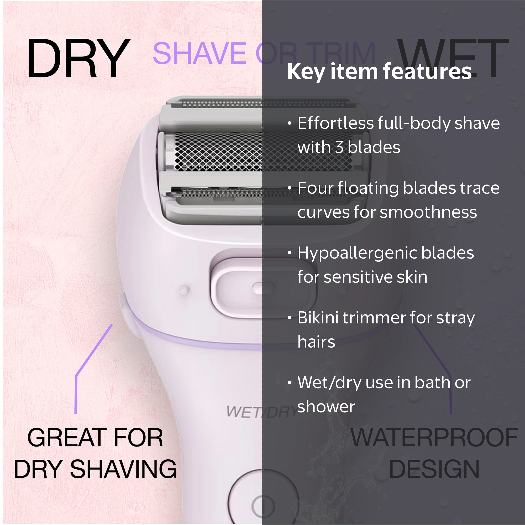 Panasonic ES-WWL6A 3-Blade Wet/Dry Women's Electric Shaver with