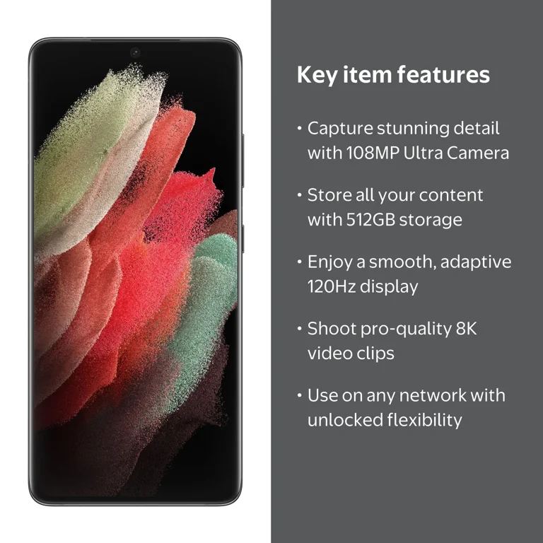 Samsung Galaxy S21 Ultra 5G, 512GB Black - Unlocked - Walmart.com