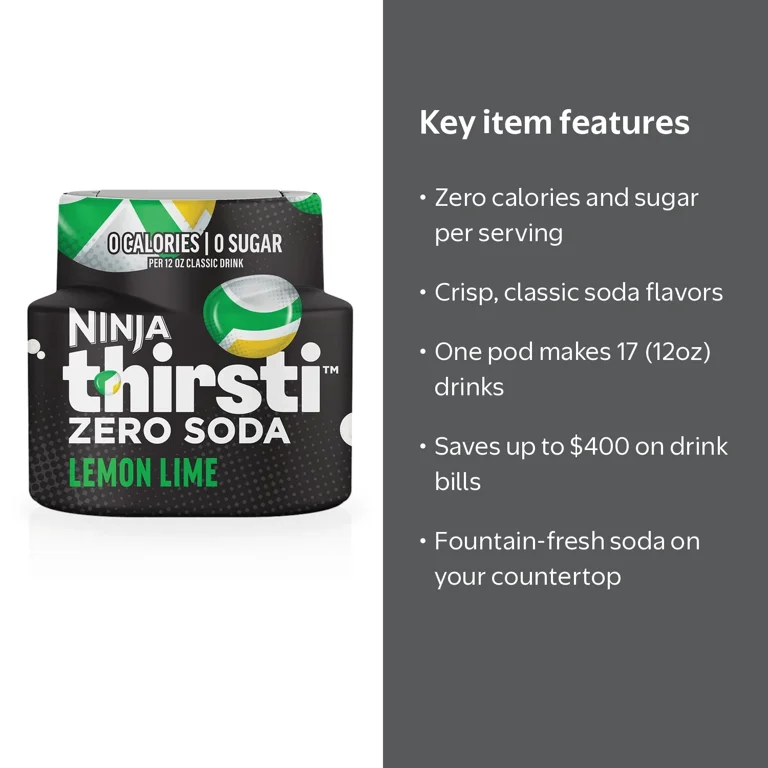 Ninja Thirsti ZERO SODA Lemon Lime Flavored Liquid Water Drops, 1