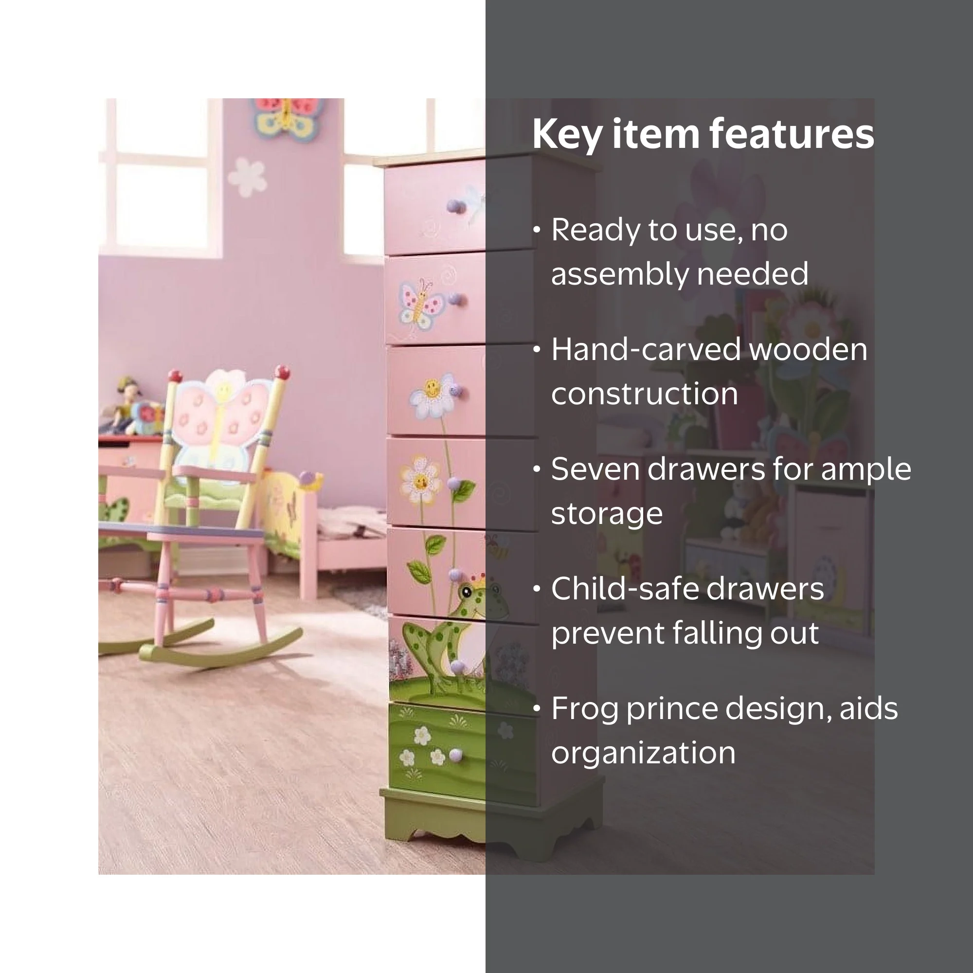 Fantasy Fields - Magic Garden Wood Kids 7 Drawer Cabinet Pink