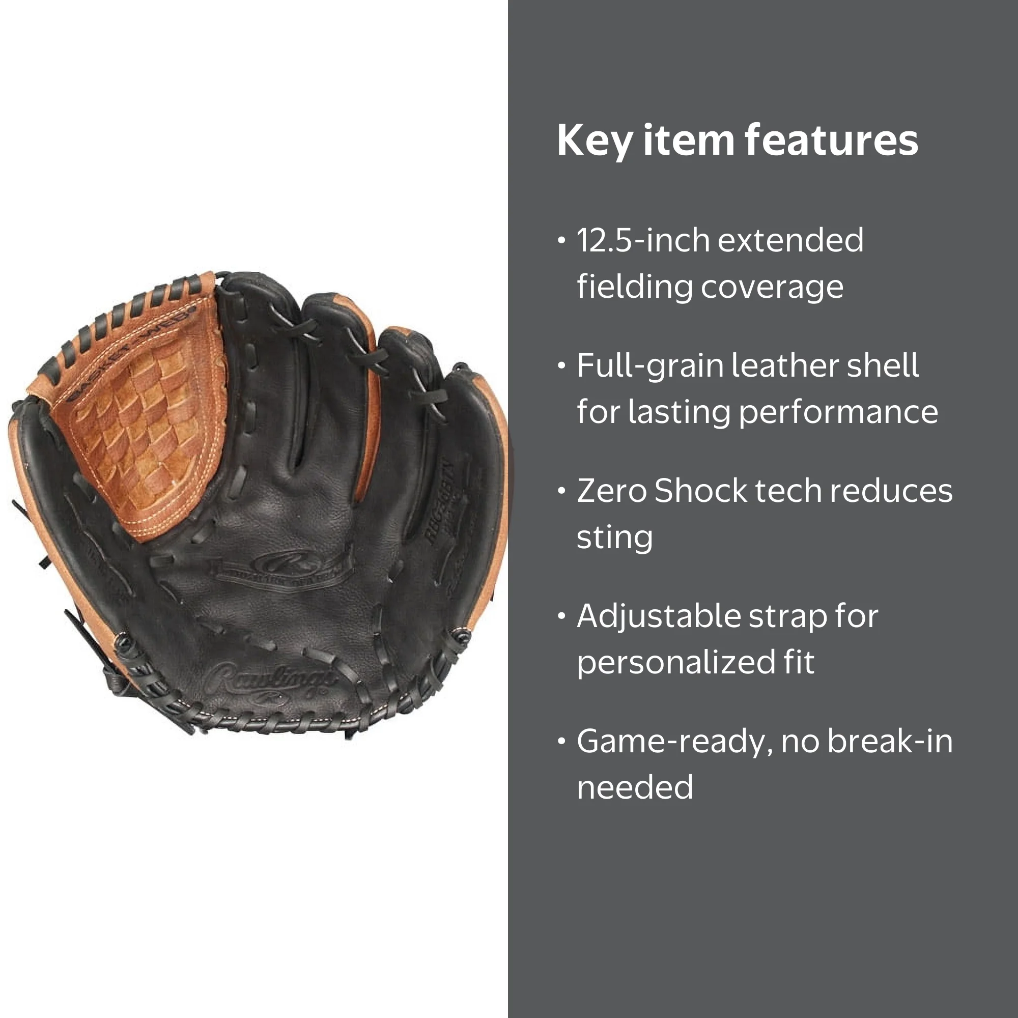Rawlings 12.5 Inch Baseball Softball Glove Right Hand Throw