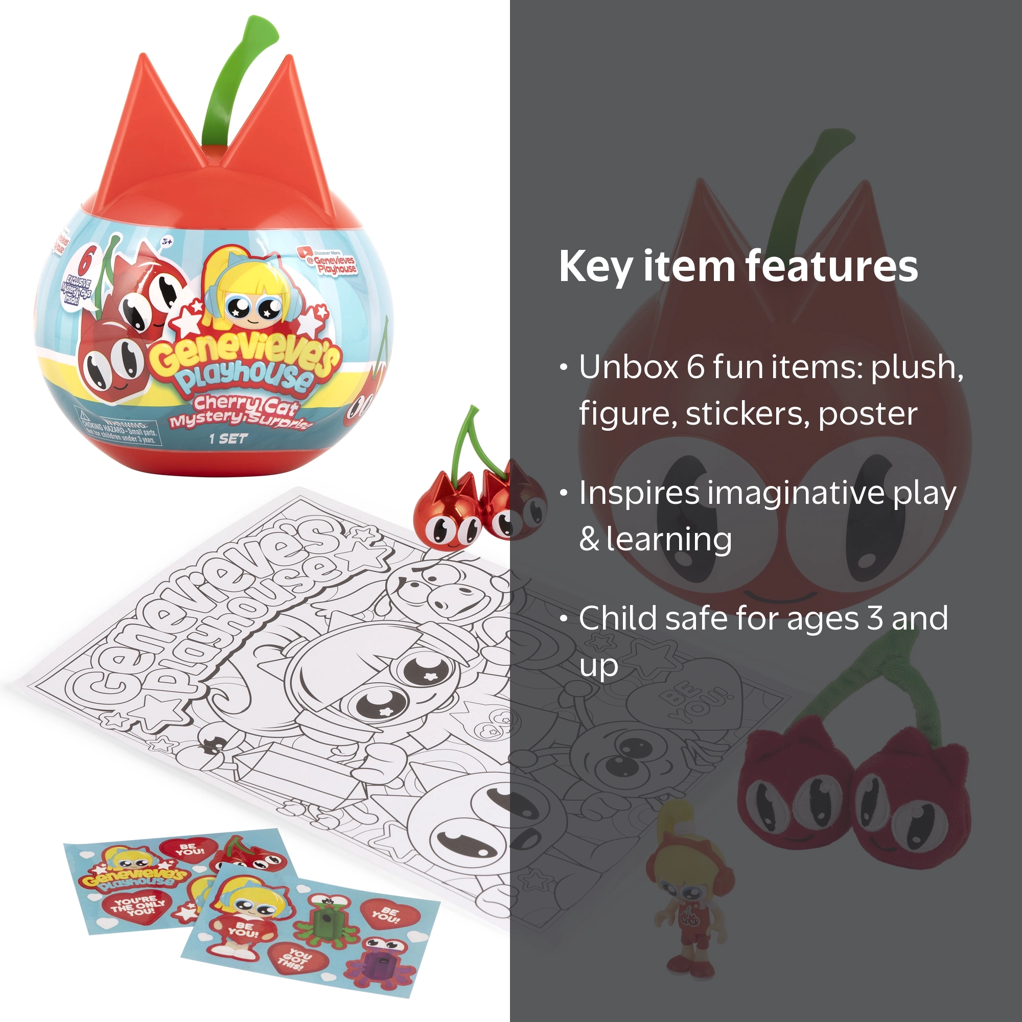 Genevieve's Playhouse Cherry Cat Mystery Surprise, Official Brand