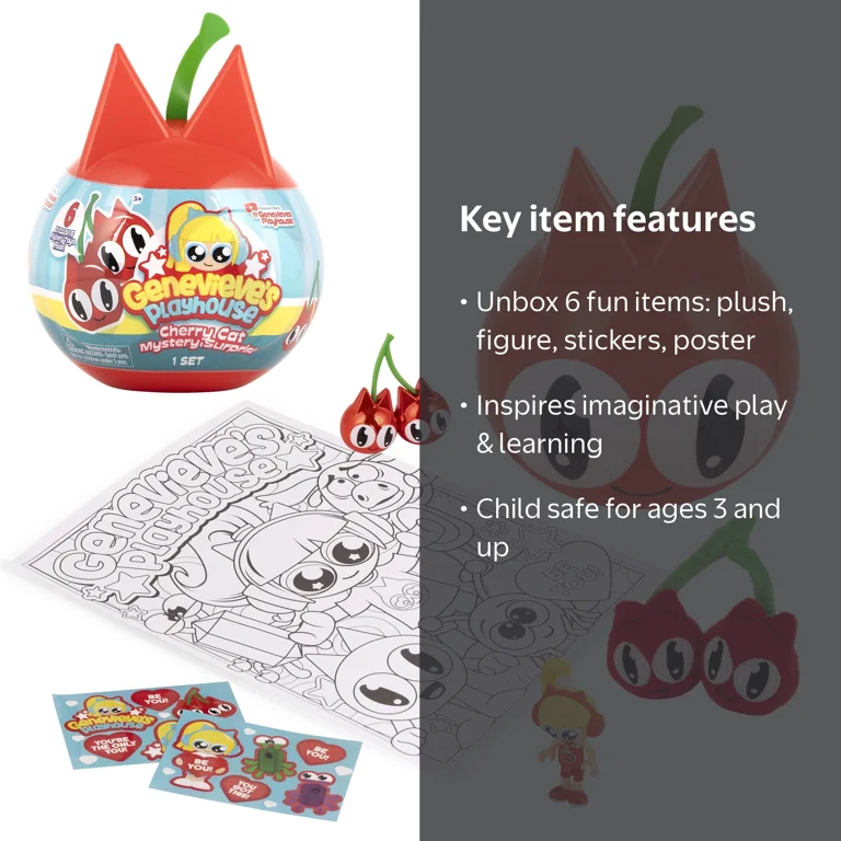 Genevieve's Playhouse Cherry Cat Mystery Surprise, Official Brand