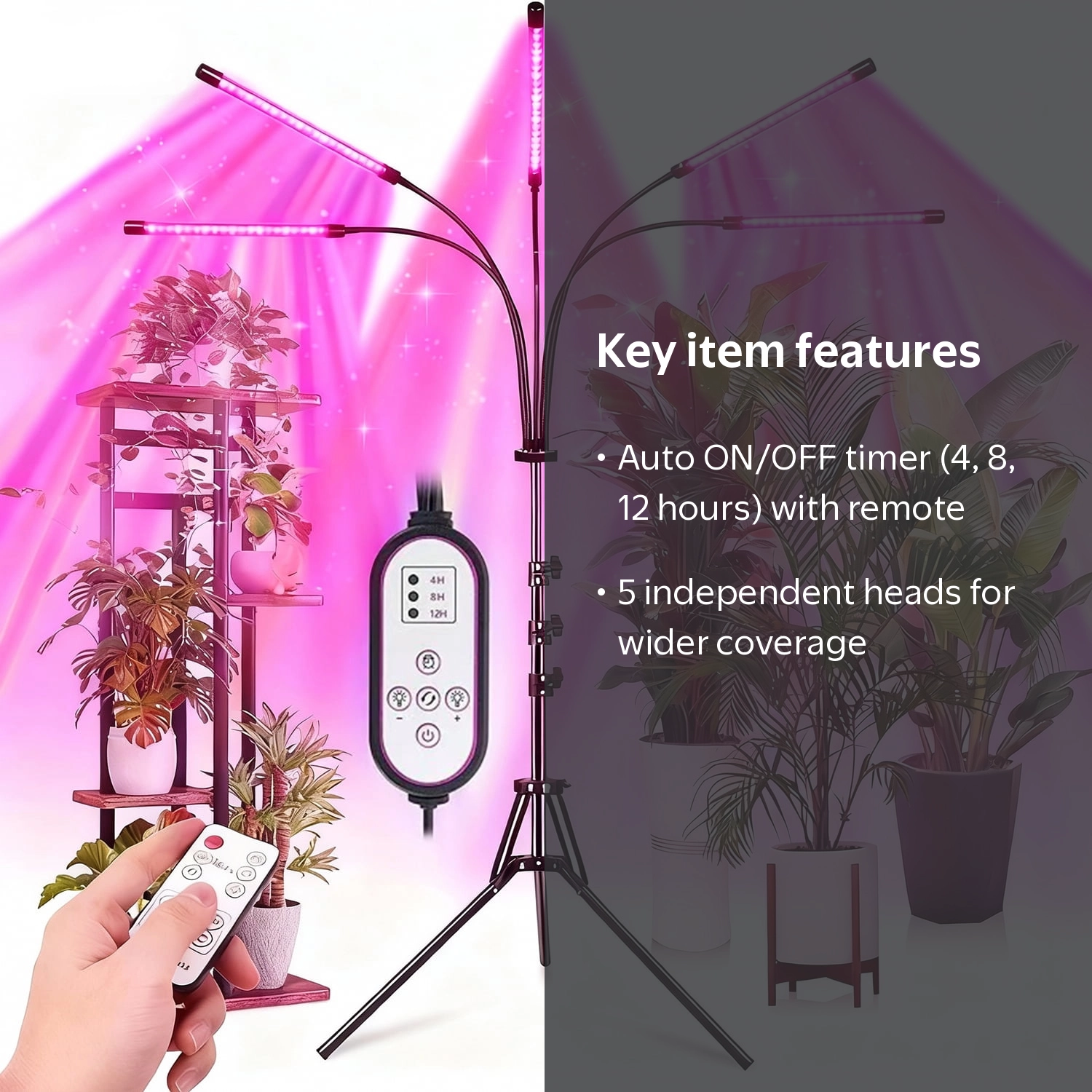BN-LINK, Grow Light for Indoor Plants, Full Spectrum, Adjustable