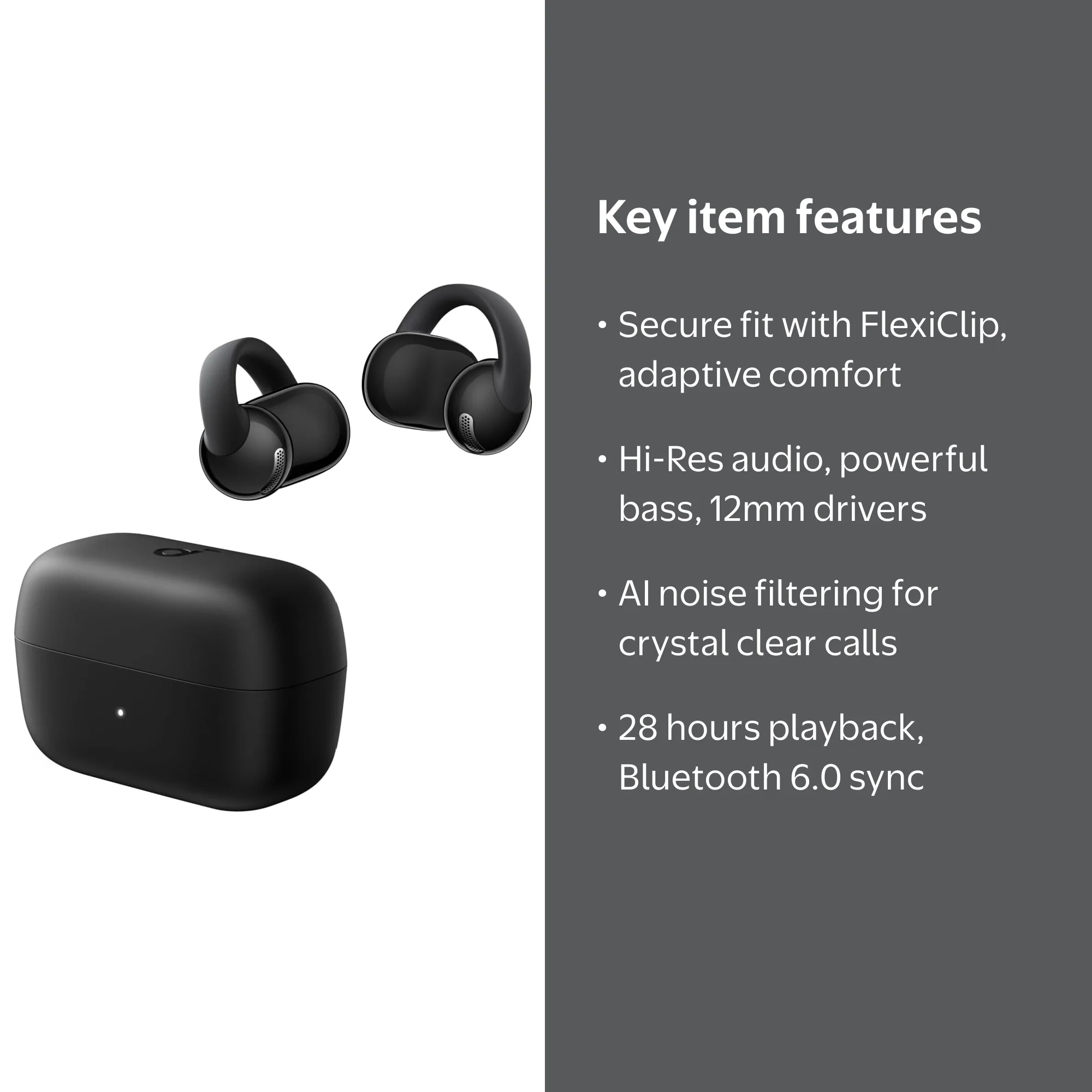 Soundcore C50i by Anker, Open-Ear Clip-On Earbuds, 12mm Drivers
