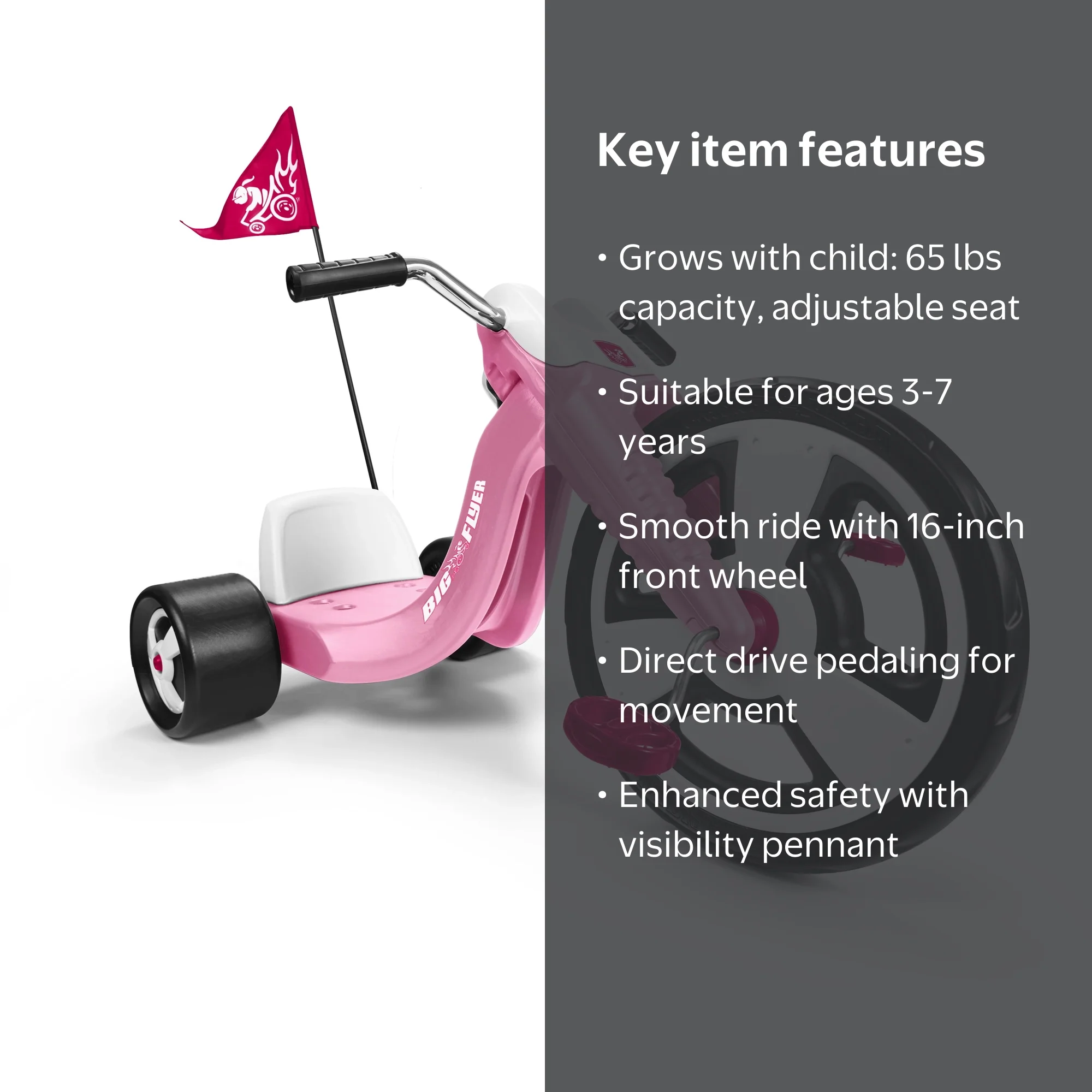 Radio Flyer Big Flyer Sport Tricycle with Adjustable Seat and