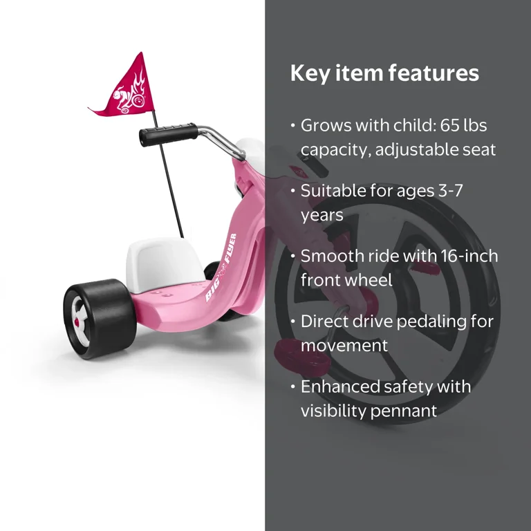 Radio Flyer Big Flyer Sport Tricycle with Adjustable Seat and
