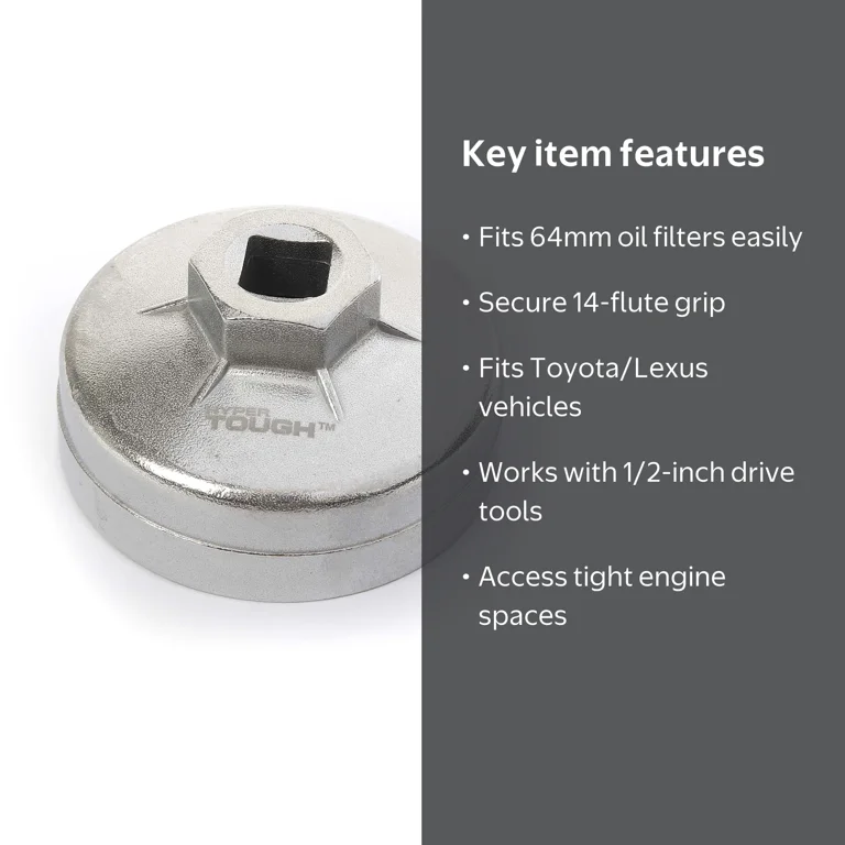 Hyper Tough 64mm 14-Flute Oil Filter Socket, 1/2-inch Drive