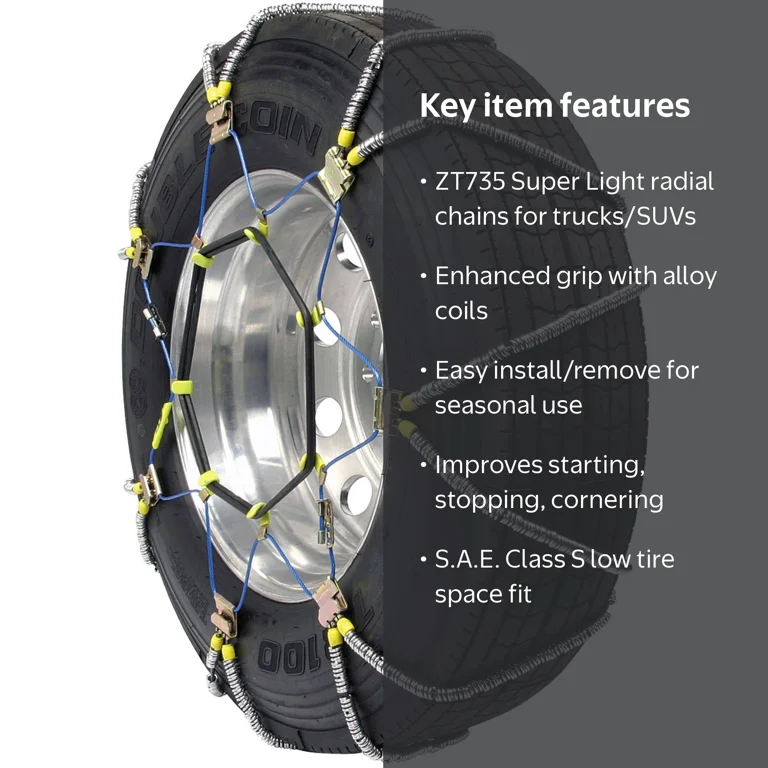TOKON Superb ZERO シザー 　6.9インチ　118000円 Security Chain, Snow Tire Chains, ZT735, 2 Pack with Rubber