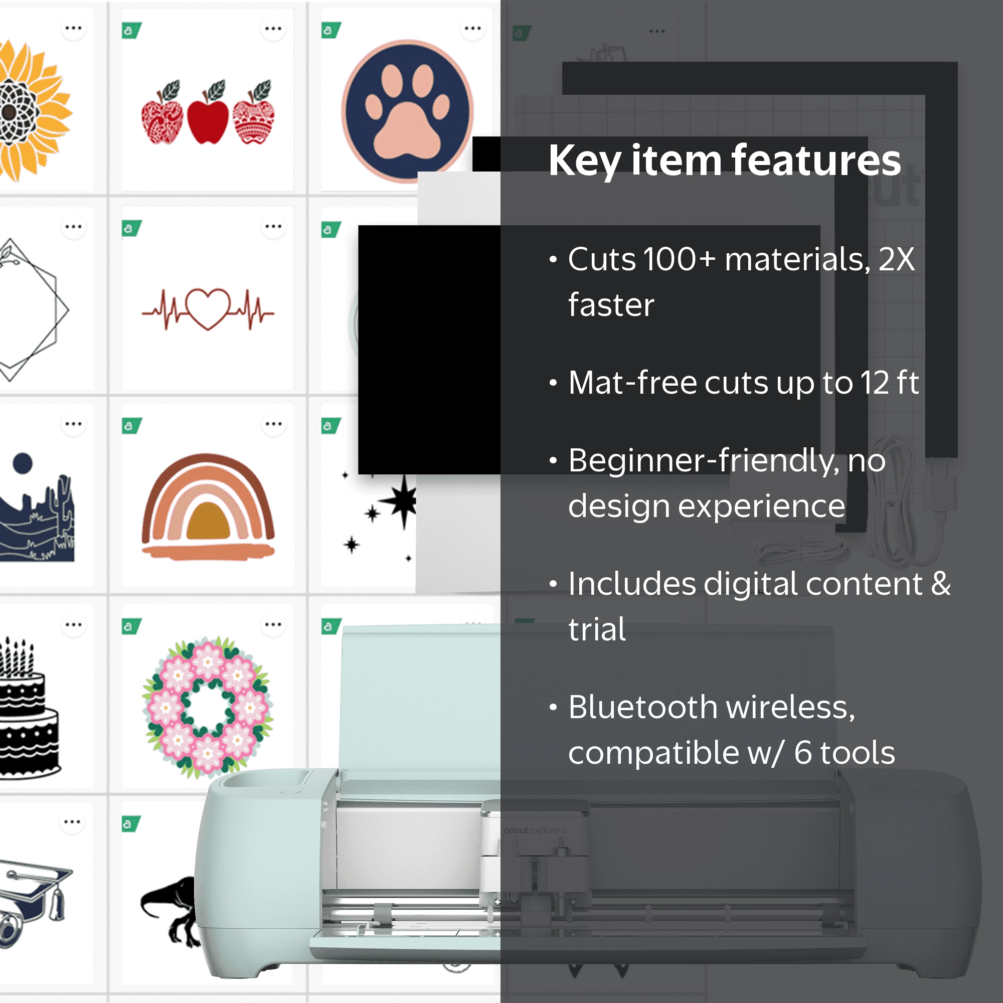 Cricut Explore 3 Smart Die-Cutting Machine, Mint + $50 Digital