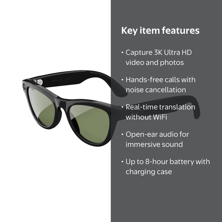Ray-Ban Meta (Gen 2), Skyler, Shiny Black, Green Lenses | Smart AI