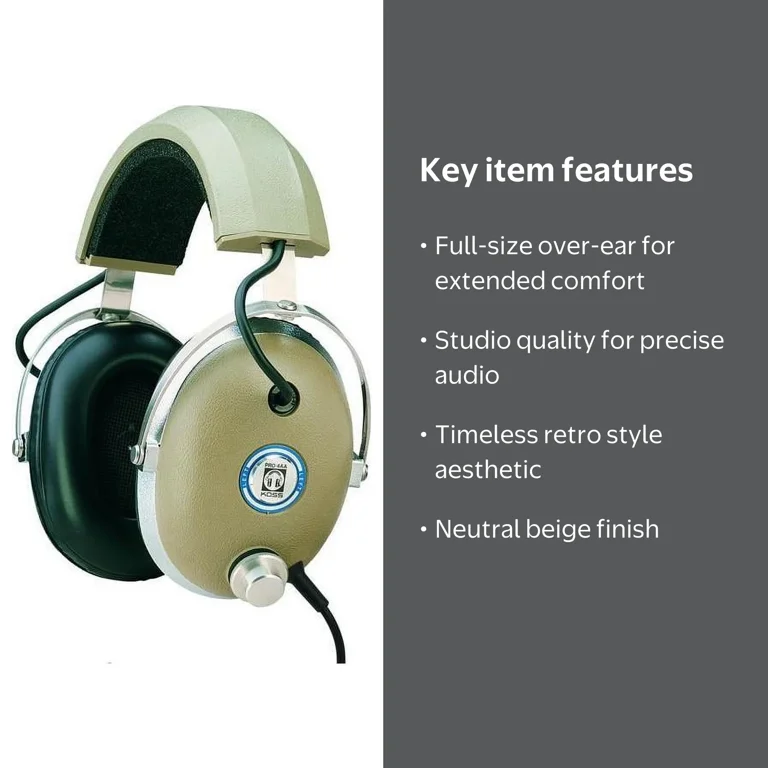 Koss Pro4AA Studio Quality Over-Ear Headphones, Retro Style, Full