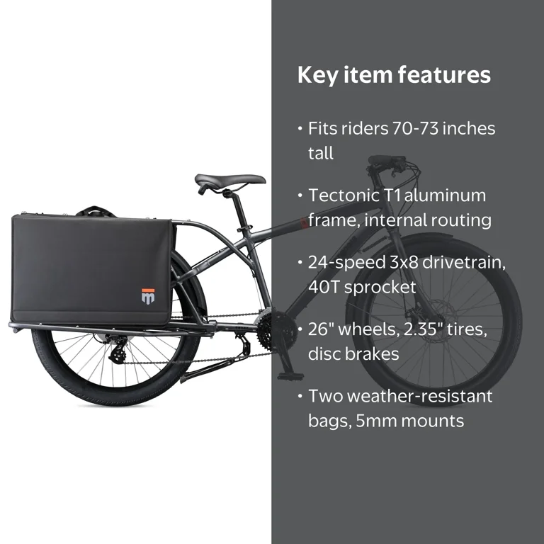Mongoose Envoy Adult Cargo Bike, 26-Inch Wheels, 24 Speed, Gray