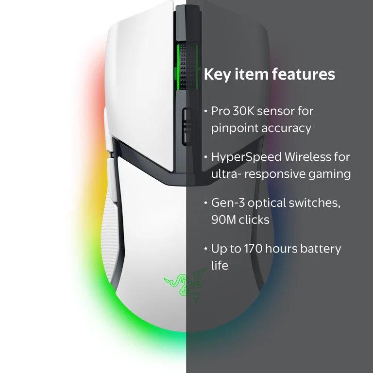 Razer Cobra Pro Optical Wireless Bluetooth Gaming Mouse, White