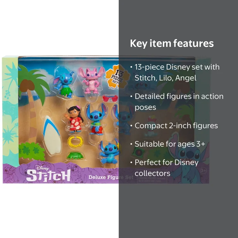 Disney's Lilo & Stitch Deluxe Figure Set, 13-Piece, Ages 3 and Up