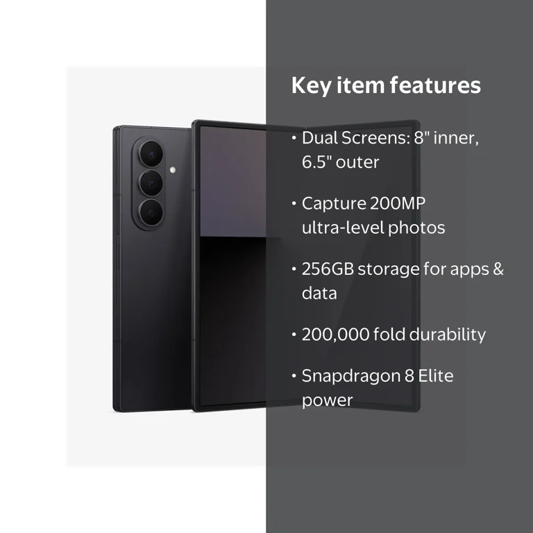 Samsung, Galaxy Z Fold7 Smartphone, 256GB, Jet Black - Walmart.com