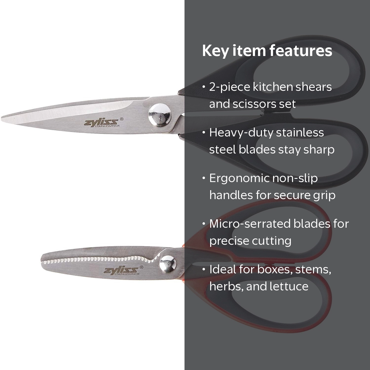 Zyliss 2-Piece Stainless Steel Multi-Purpose Scissors Set