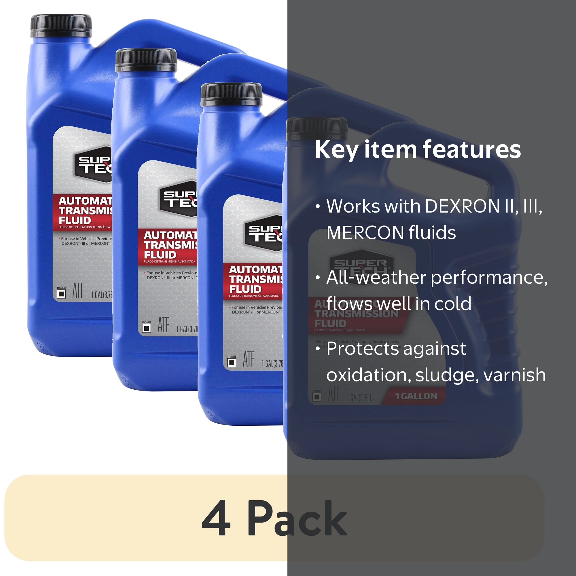 4 pack) Super Tech Automatic Transmission Fluid, DEXRON III/MERCON