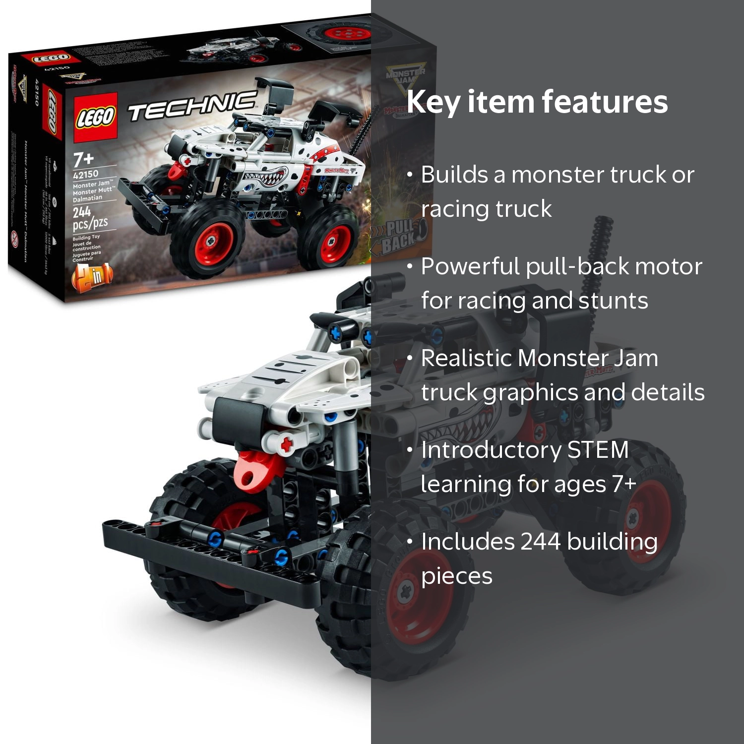 LEGO Technic Monster Jam Monster Mutt Dalmatian 2in1 Pull-Back Toy