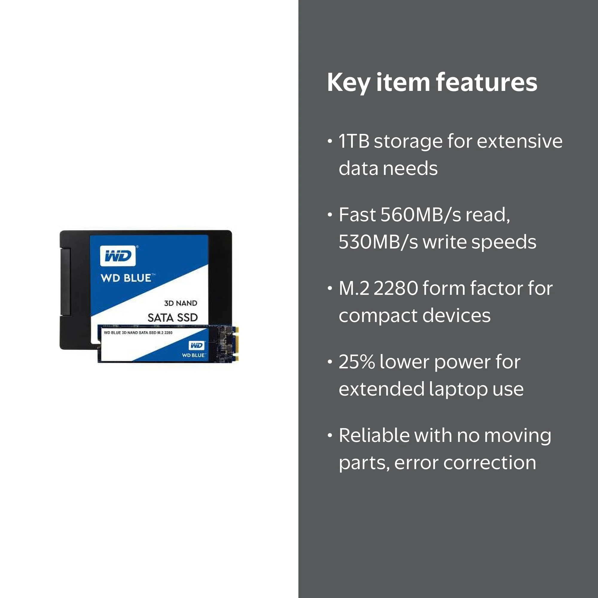 WD M2 2280 BLUE 3D NAND SATA SSD - 1 TB - Walmart.com