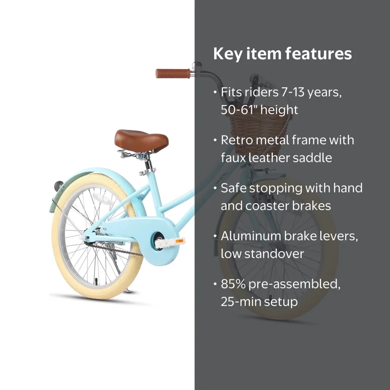 Glerc Little Molly 20 inch Kids Girls Bike for 7-13 Years Old