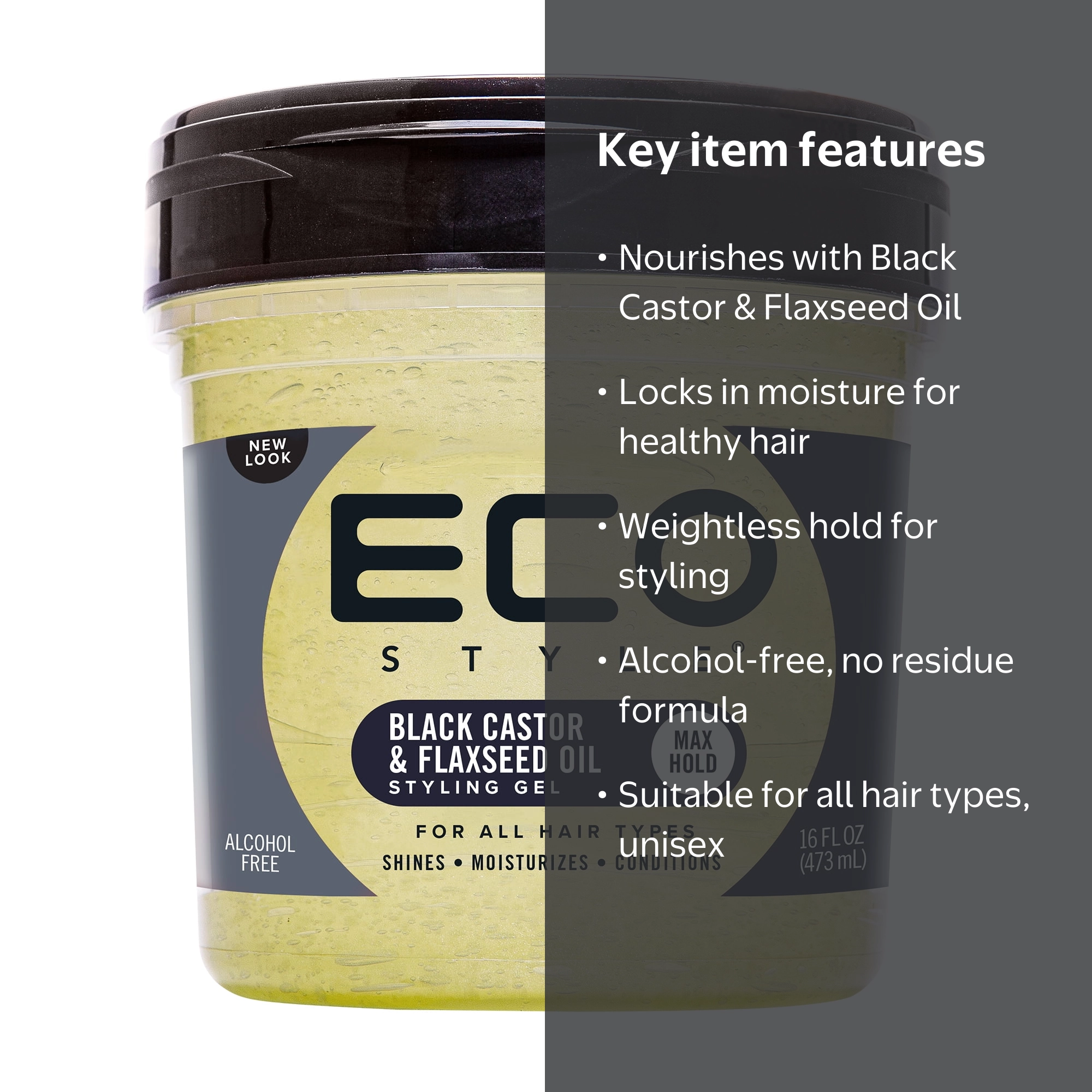E-STYLE Eco Styler Black Castor and Flaxseed Oil Hair Styling Gel