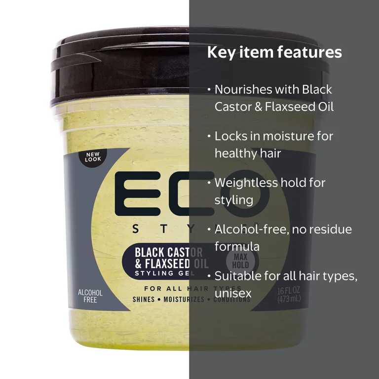 E-STYLE Eco Styler Black Castor and Flaxseed Oil Hair Styling Gel