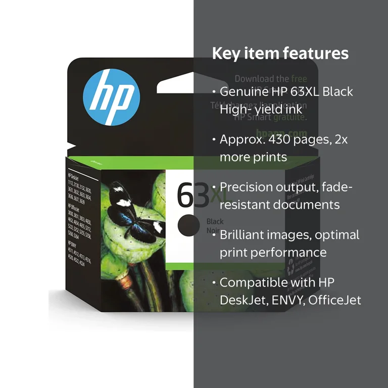 HP 63XL Black High-yield Ink Cartridge, Works with HP DeskJet 1112