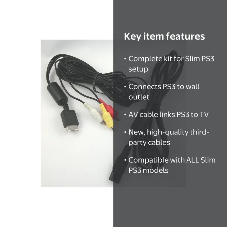 PlayStation Slim PS3 Connection Kit, Power Cable and Composite AV