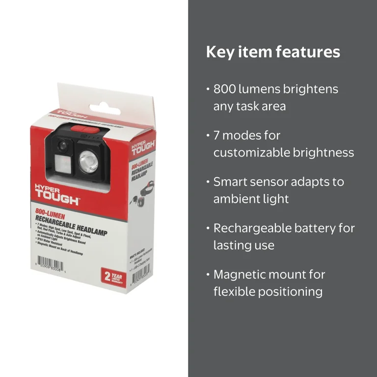 Hyper Tough 800-Lumen Rechargeable Headlamp - Walmart.com
